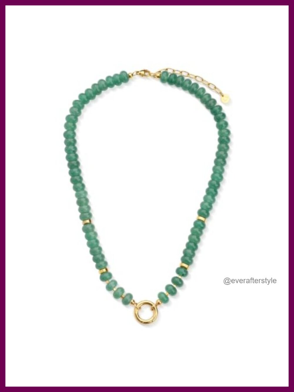 Natural Green Aventurine Beaded Necklace 16" + 2" Extender